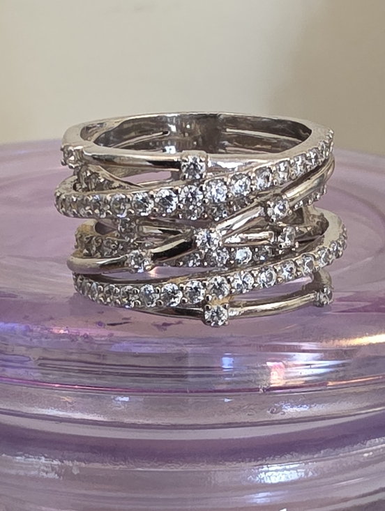 Crislu Jewelry - Crislu Entwined Platinum Plated & Silver Multi-Row CZ Wrap Ring